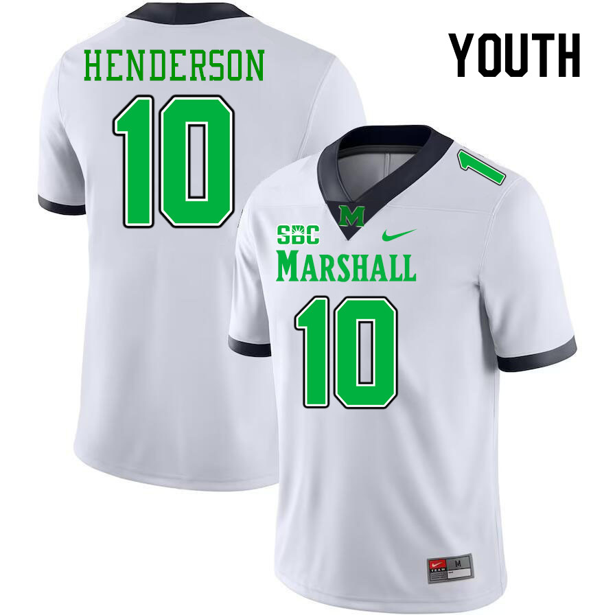 Youth #10 Jacobie Henderson Marshall Thundering Herd SBC Conference College Football Jerseys Stitche